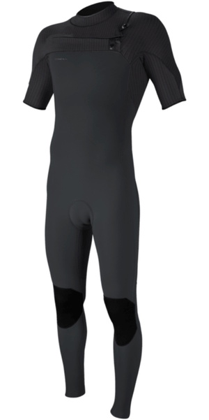 2026 O'Neill Hombres Hyperfreak 2mm Chest Zip Manga Corta Neopreno 5497 - Tempered Steel / Graphite